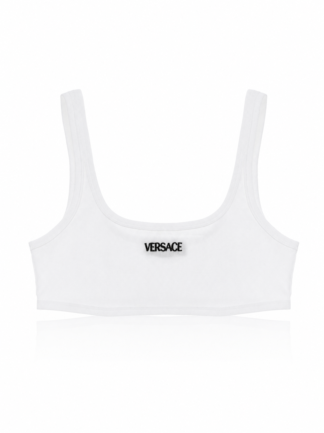 Versace White Ribbed Cotton Bra