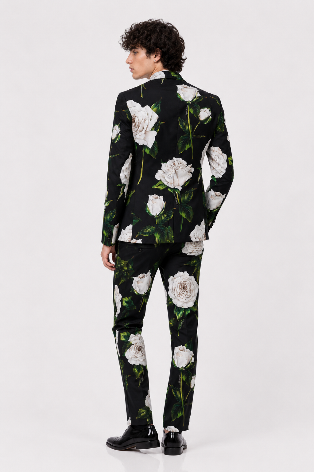 Abito da uomo formale 2 pezzi Dolce & Gabbana in cotone con rose nere