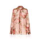 Dolce & Gabbana Bouquet Rose Silk Chiffon Shirt