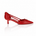 Prada Rosso Side-Cut Leather Bow Pumps