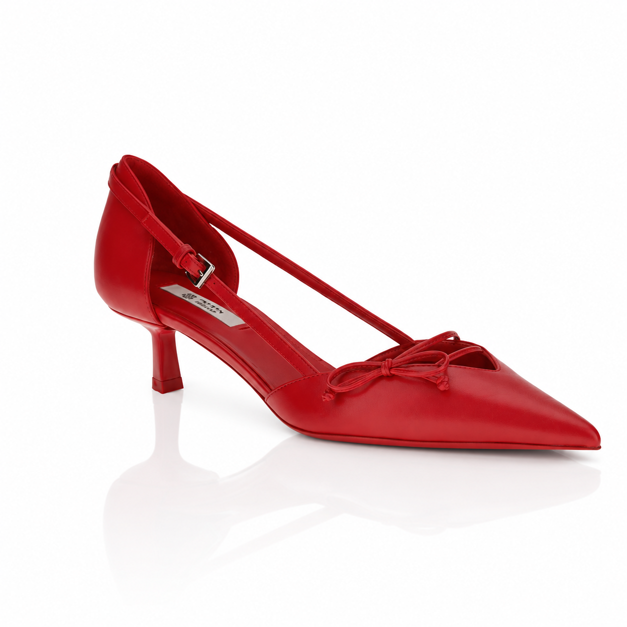 Prada Rosso Side-Cut Leather Bow Pumps