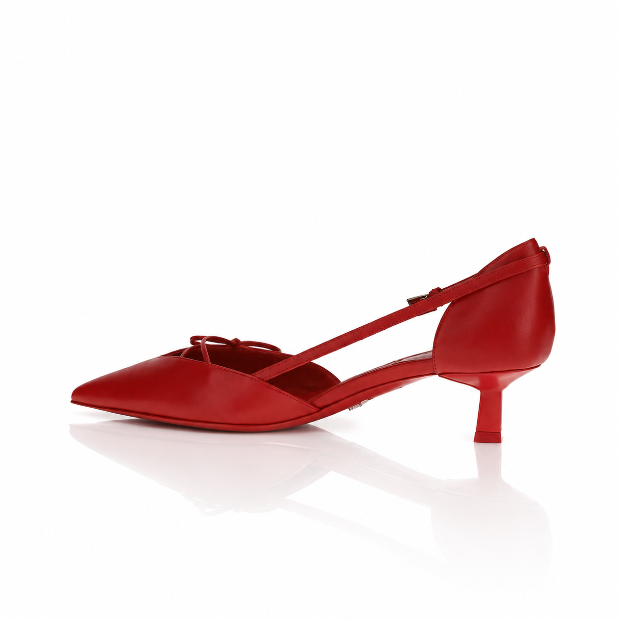 Prada Rosso Side-Cut Leather Bow Pumps