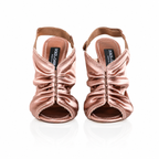 Dolce & Gabbana Bronze Satin Ruched Slingback Sandals