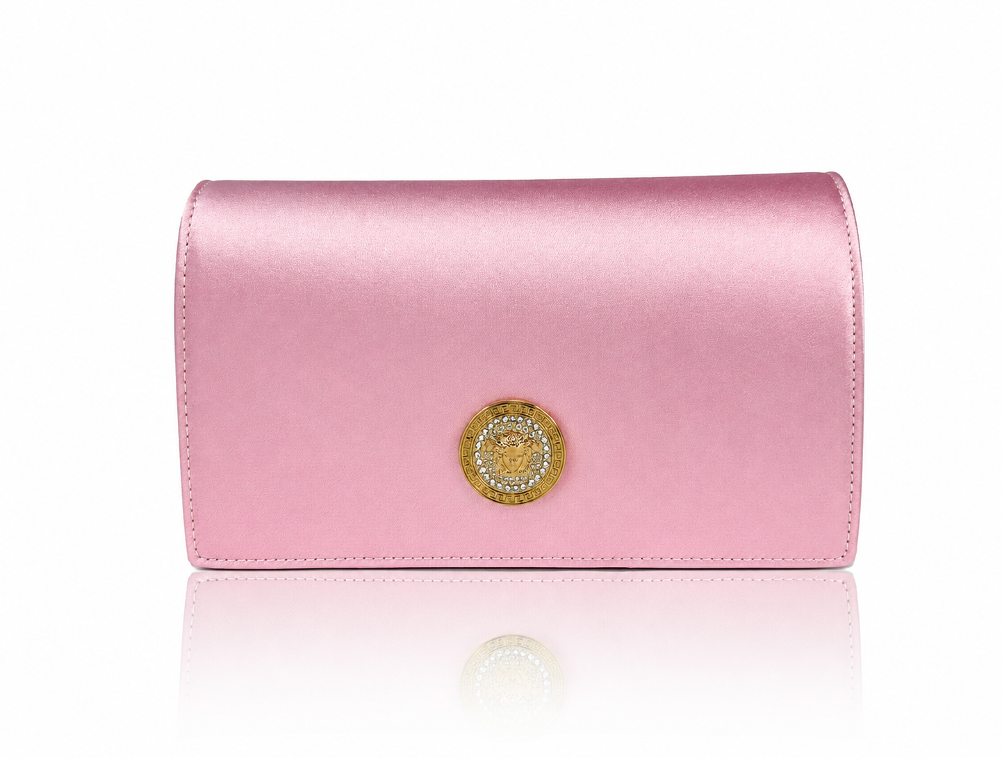 Versace Medusa Crystal Satin Clutch Crossbody Bag