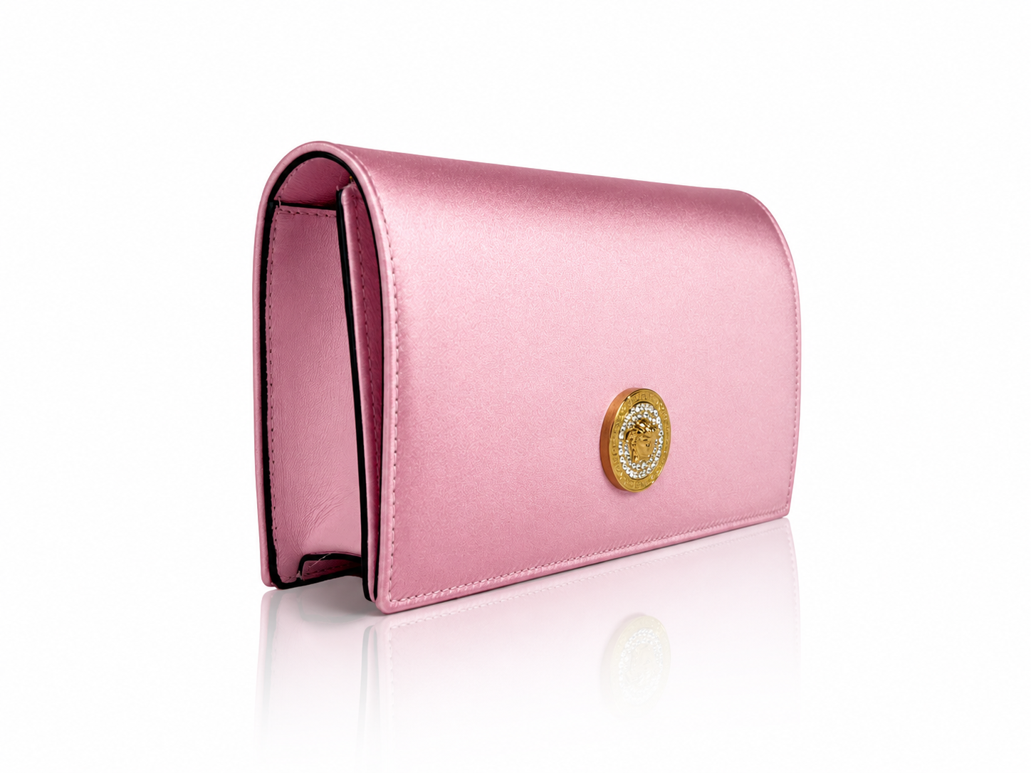 Versace Medusa Crystal Satin Clutch Crossbody Bag