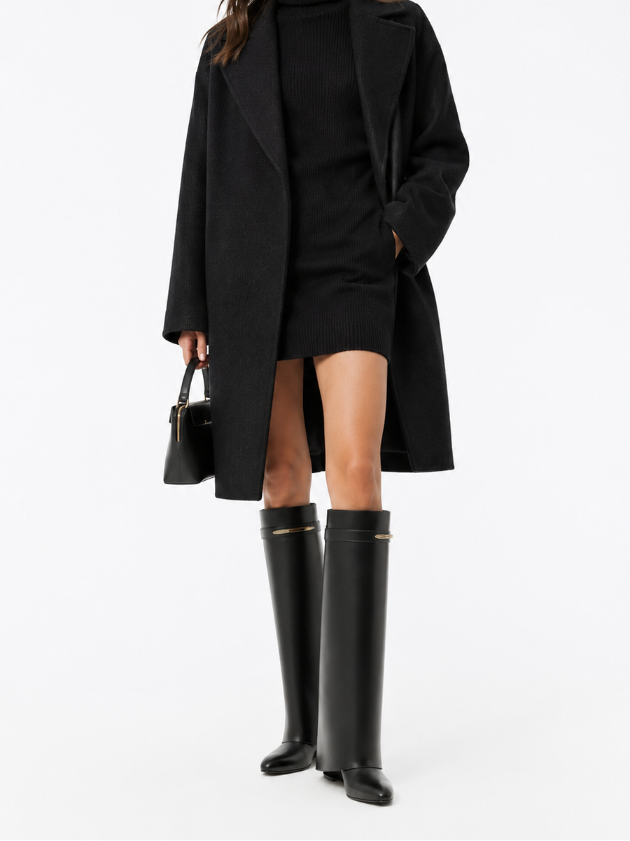 Givenchy Shark Pinch Leather Knee High Boots