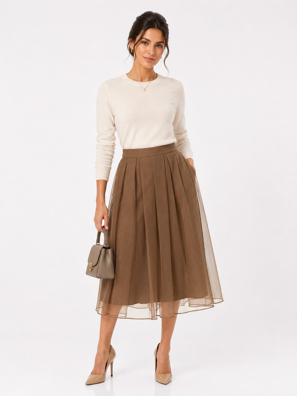 Brunello Cucinelli Crispy Silk Organza Midi Skirt