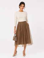 Brunello Cucinelli Crispy Silk Organza Midi Skirt