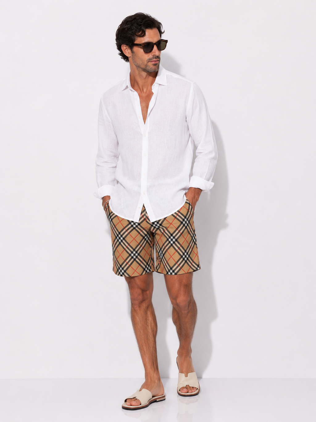Burberry Check Silk Bermuda Shorts