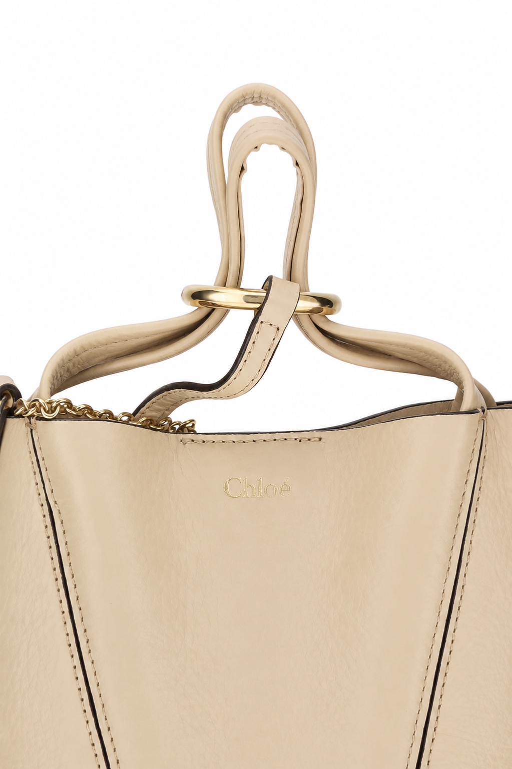 Chloé Spin Small Beige Bucket Tote Bag