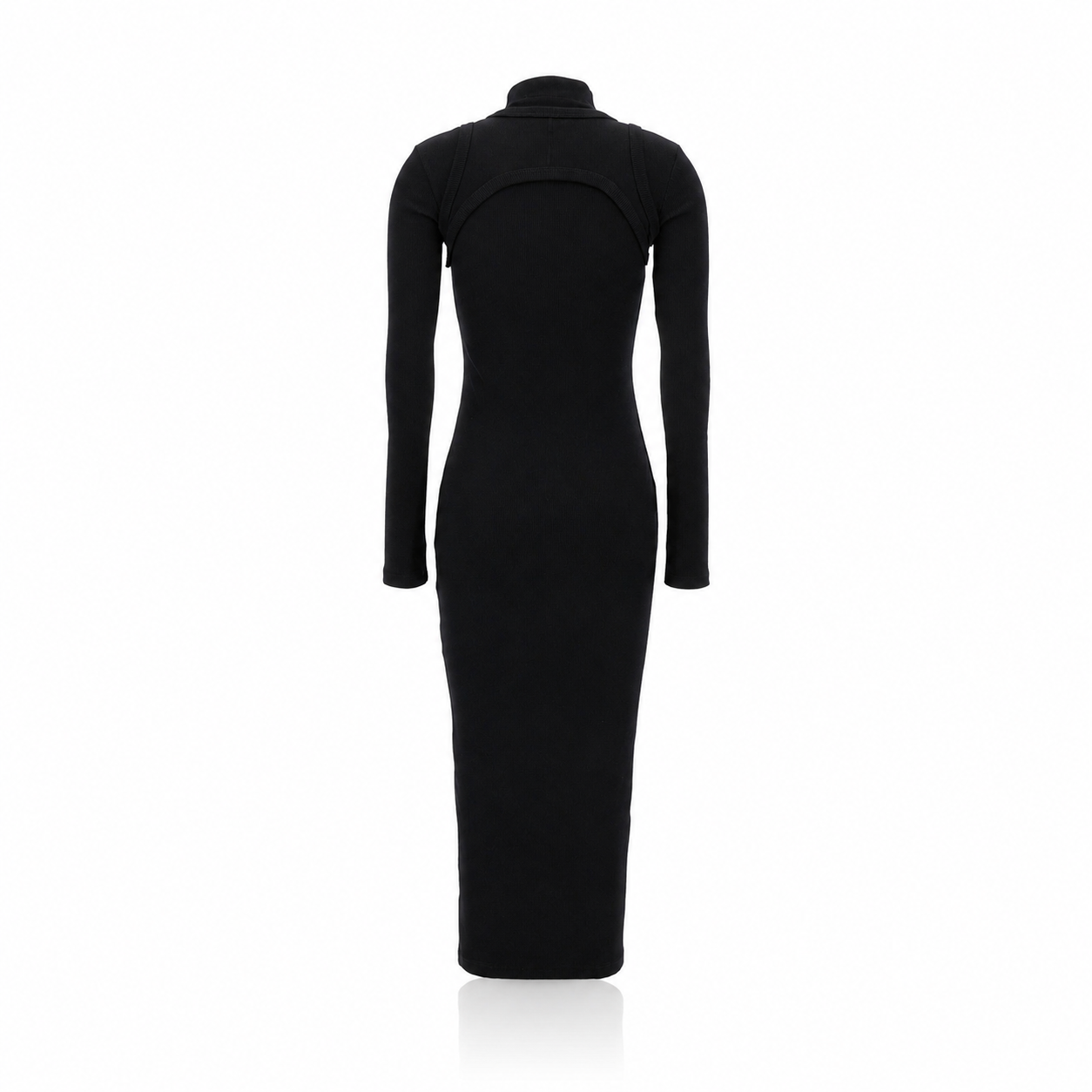 Off-White Stamped Ribbed Turtleneck Dress