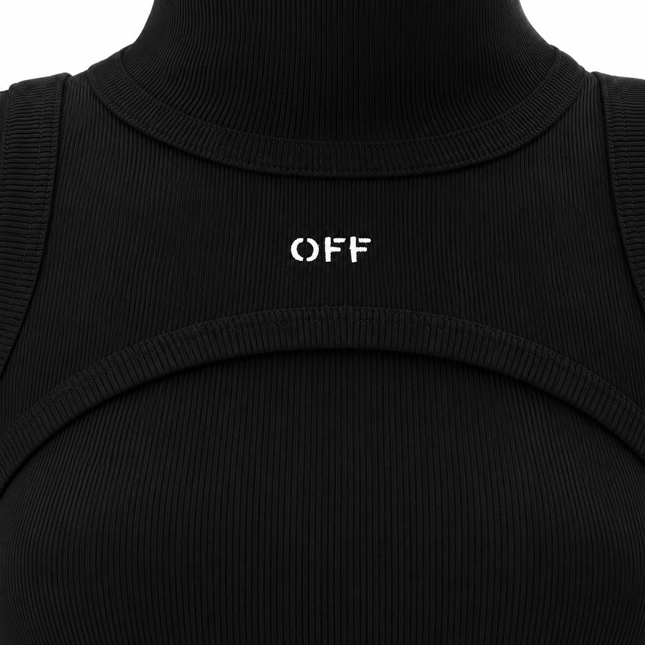Off-White Stamped Ribbed Turtleneck Dress