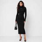 Off-White Stamped Ribbed Turtleneck Dress