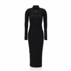 Off-White Stamped Ribbed Turtleneck Dress