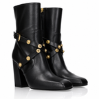 Stivaletti Versace La Medusa con borchie in pelle nera