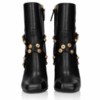 Stivaletti Versace La Medusa con borchie in pelle nera