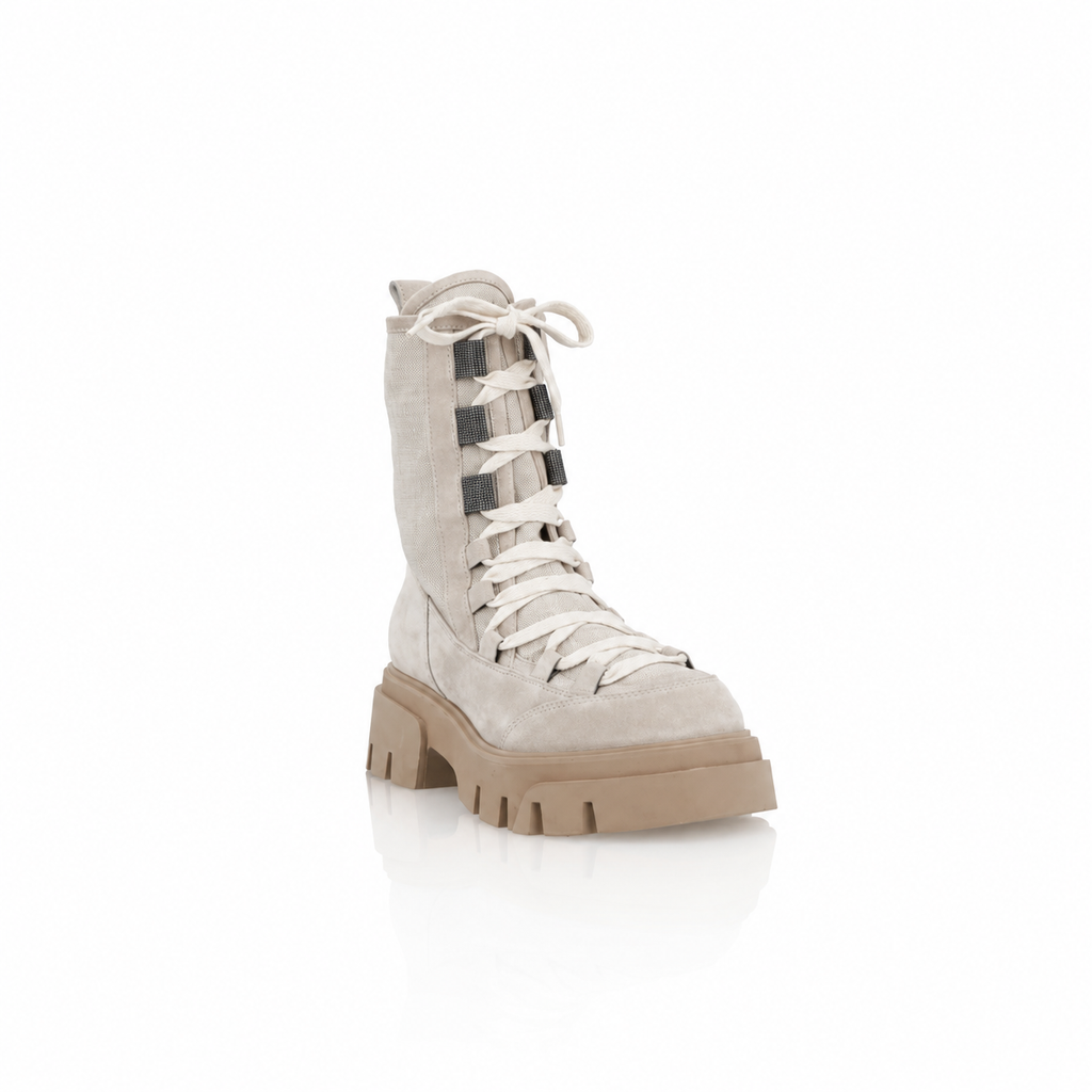 Brunello Cucinelli Suede and Canvas Boots