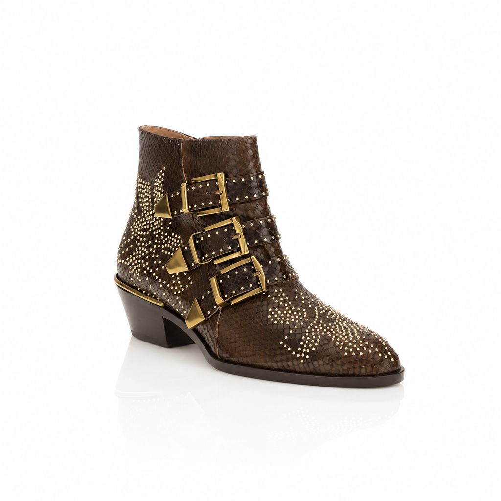 Chloé Susanna Studded Brown Ankle Boots