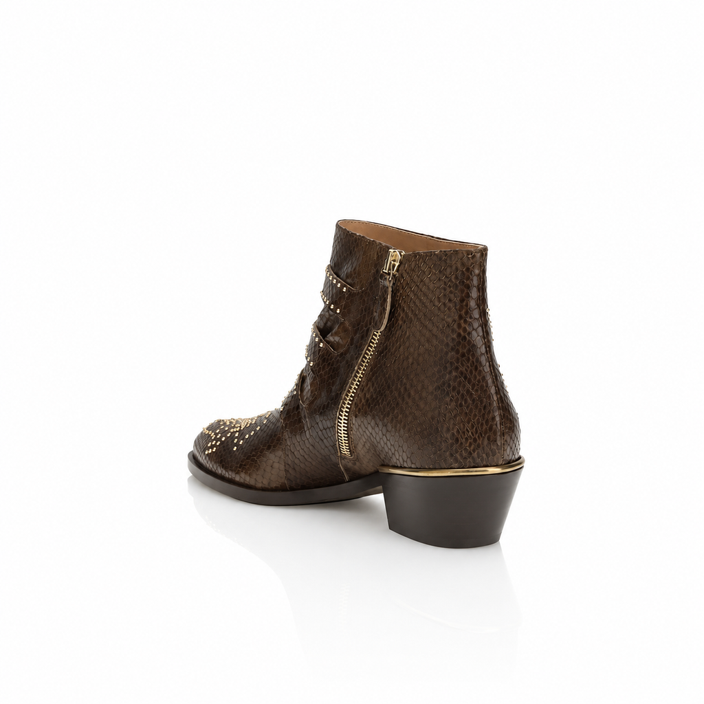 Chloé Susanna Studded Brown Ankle Boots