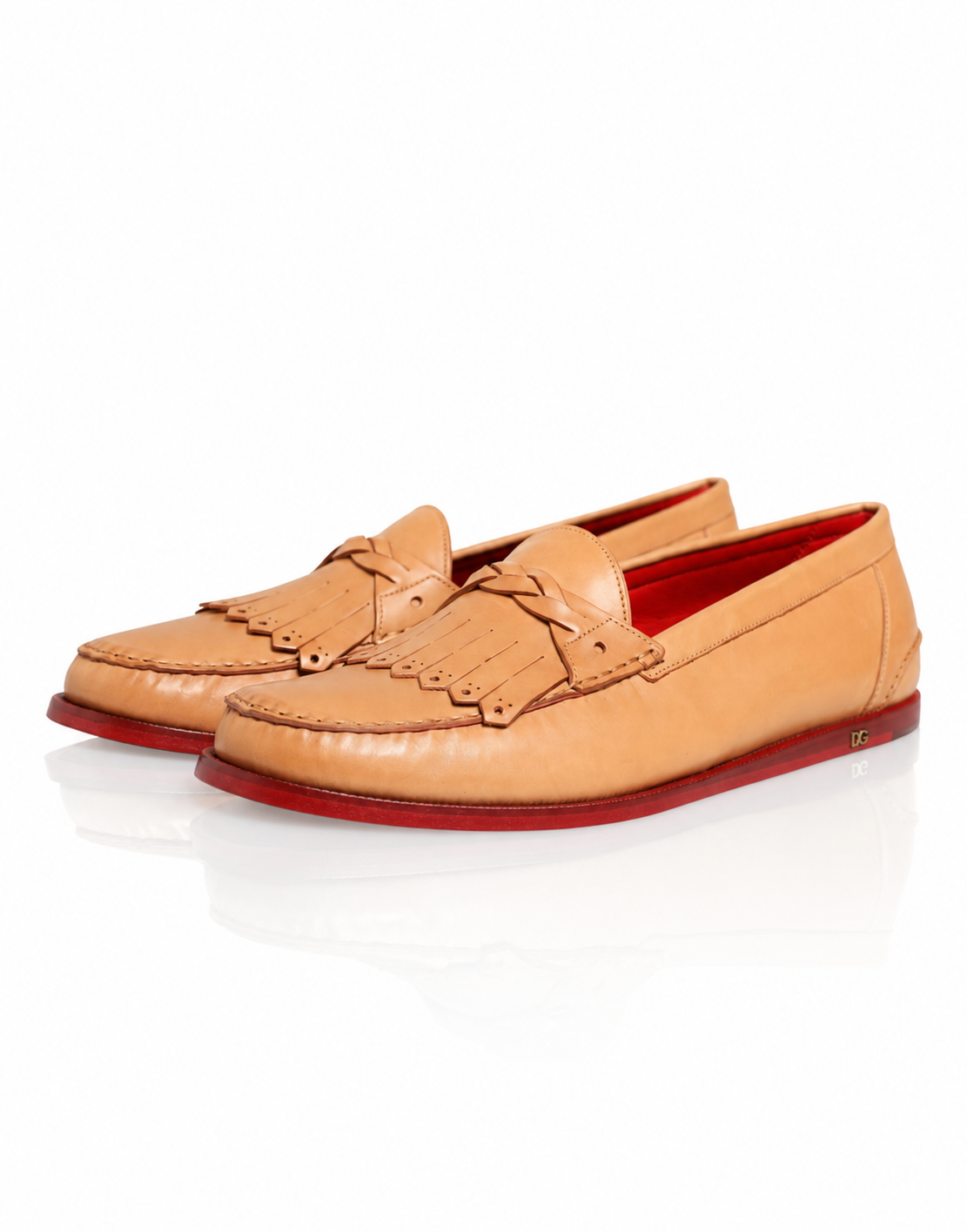 Dolce & Gabbana Beige Tassel Leather Loafers