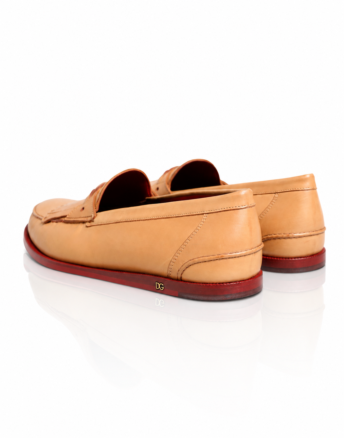 Dolce & Gabbana Beige Tassel Leather Loafers