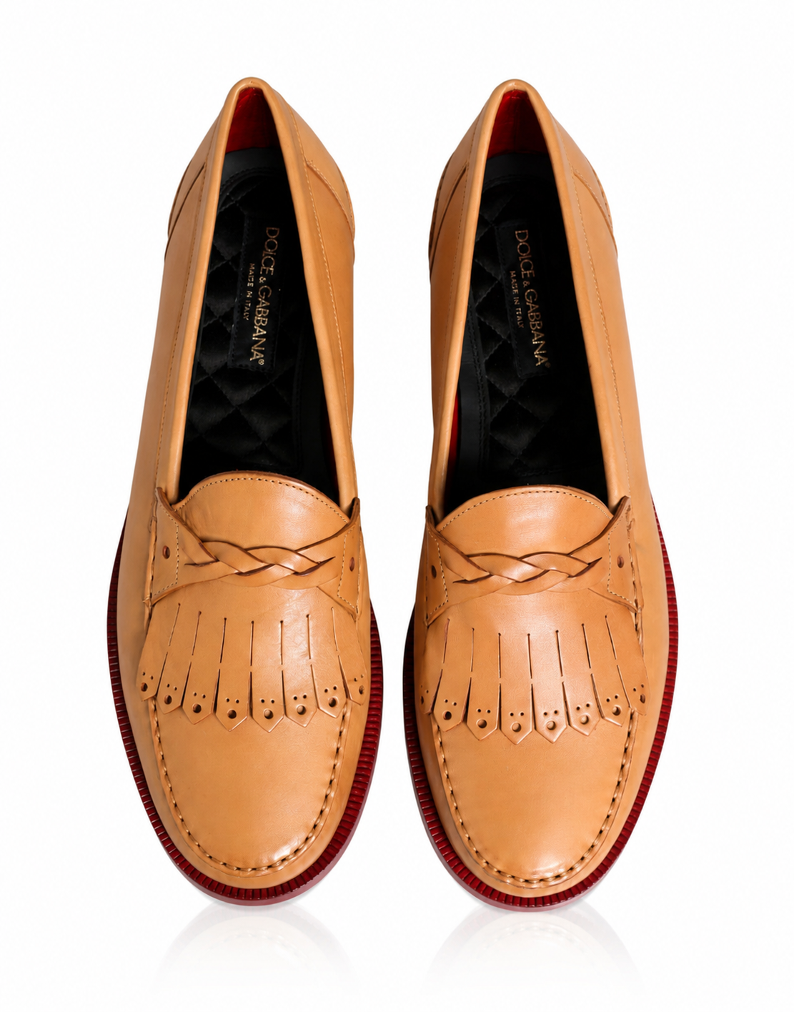 Dolce & Gabbana Beige Tassel Leather Loafers