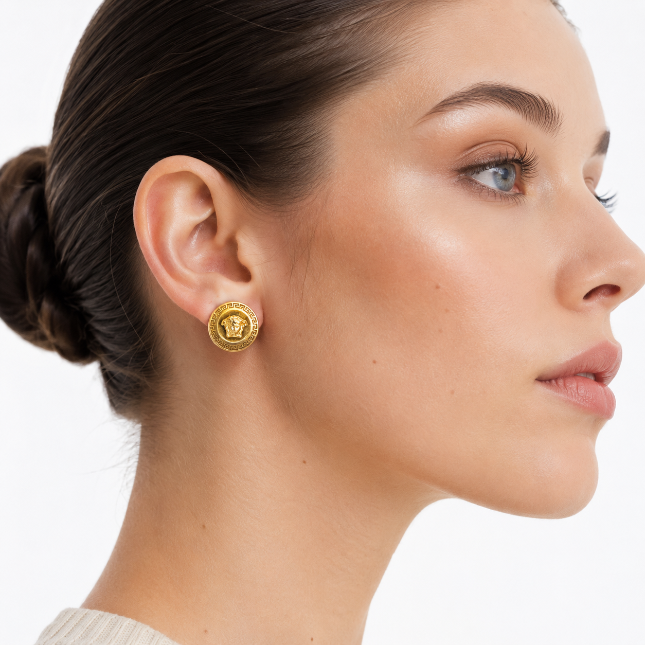 Versace Tribute Medusa Gold Stud Earrings