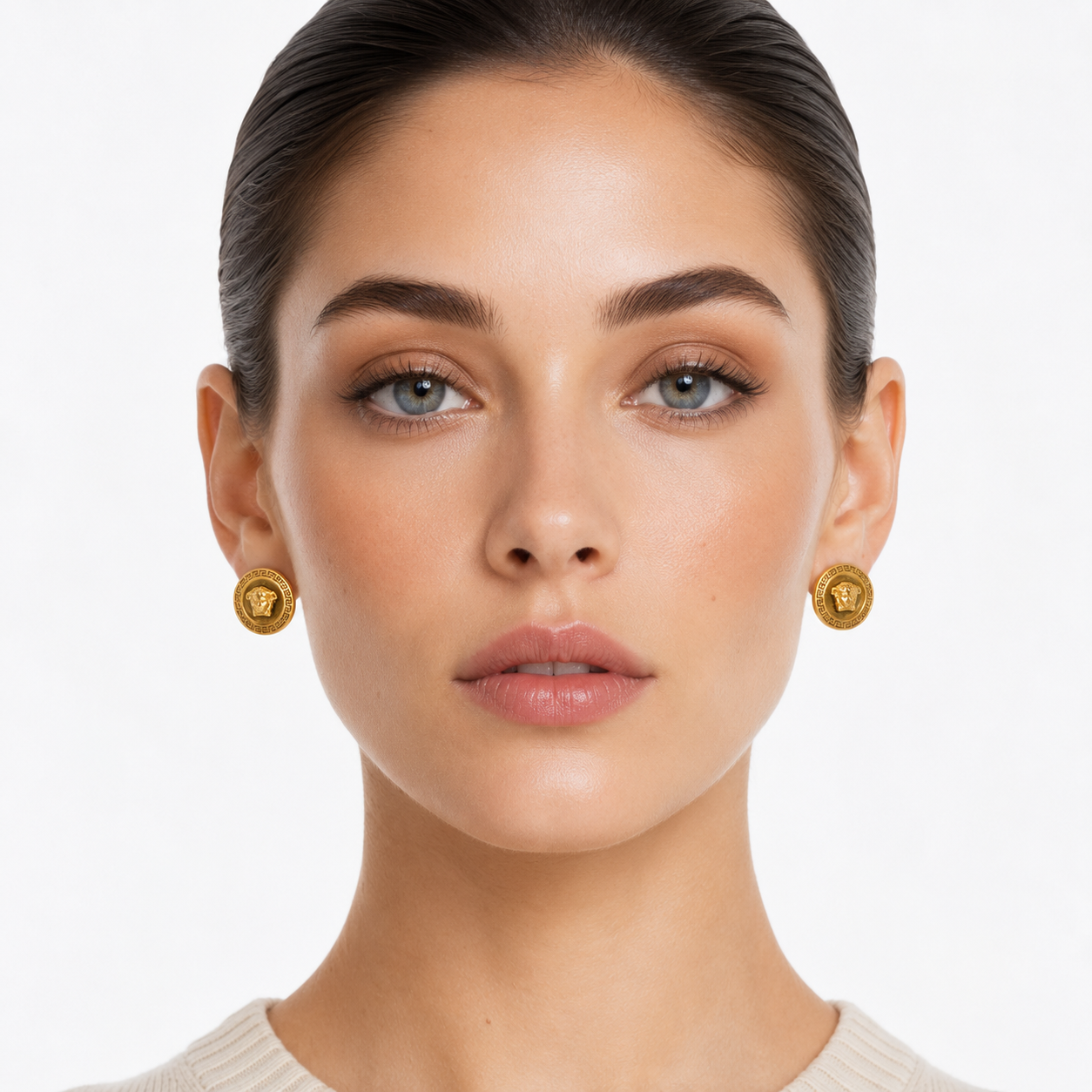 Versace Tribute Medusa Gold Stud Earrings