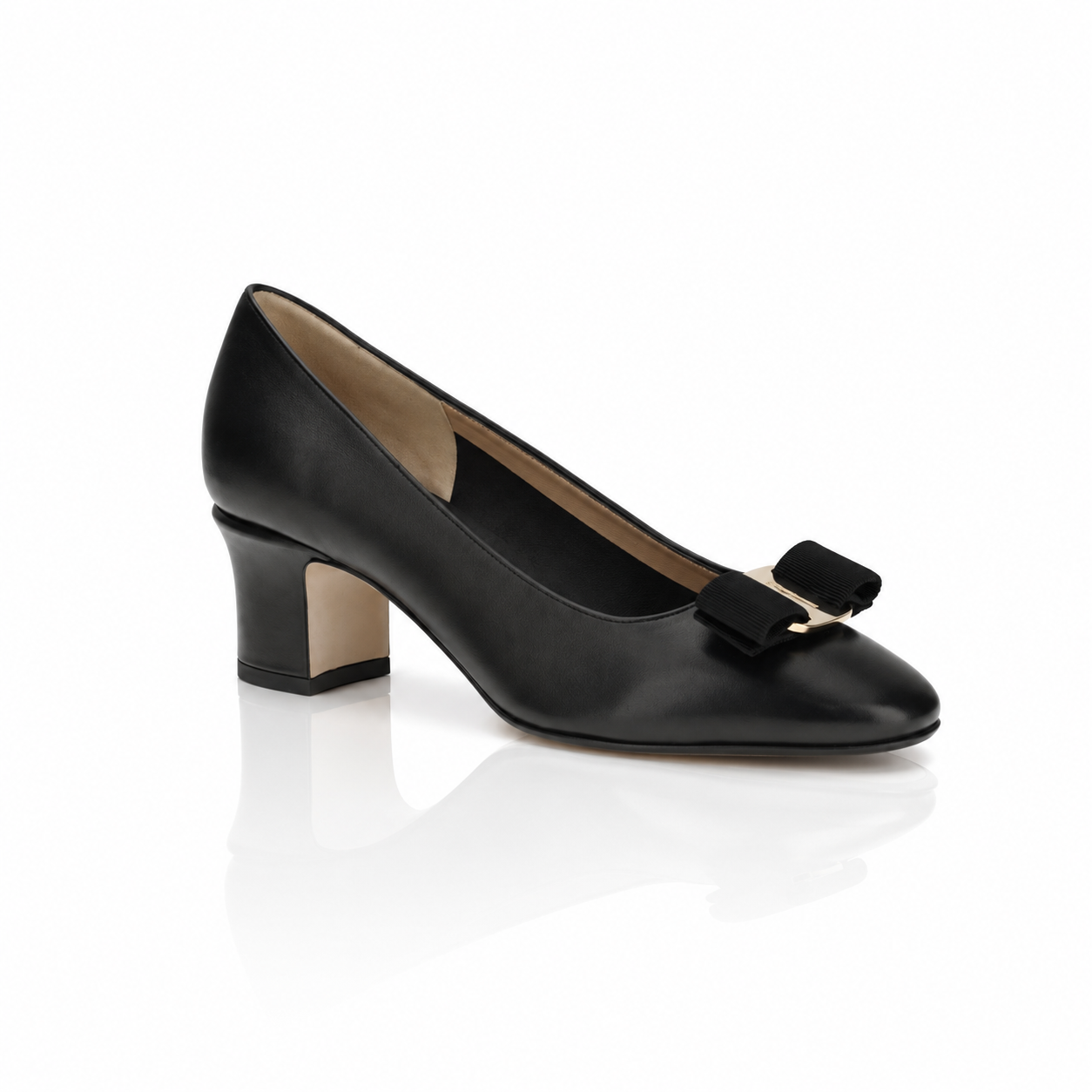 Ferragamo Vara Bow Block Heel Pumps