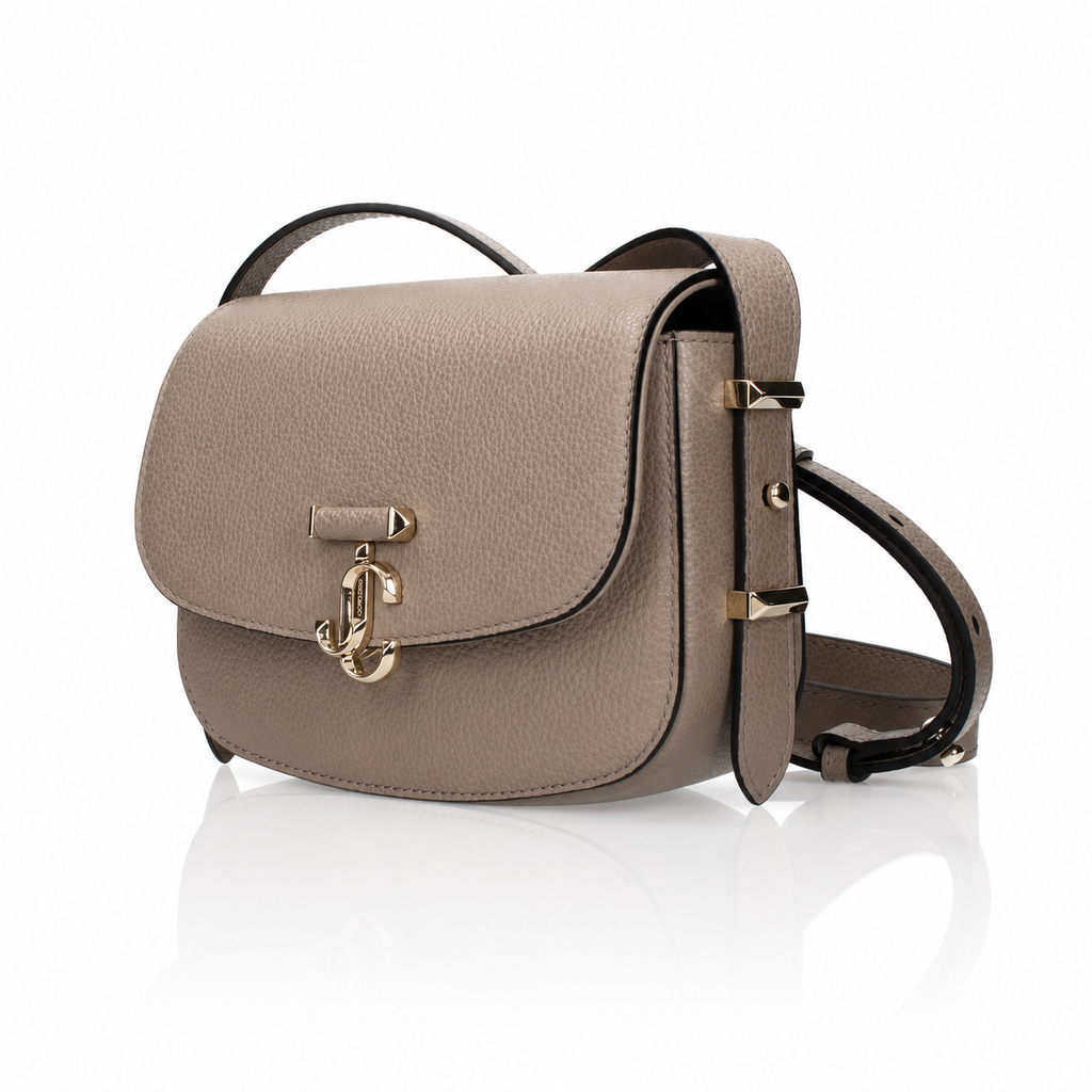 Jimmy Choo Varenne Taupe Leather Crossbody Bag