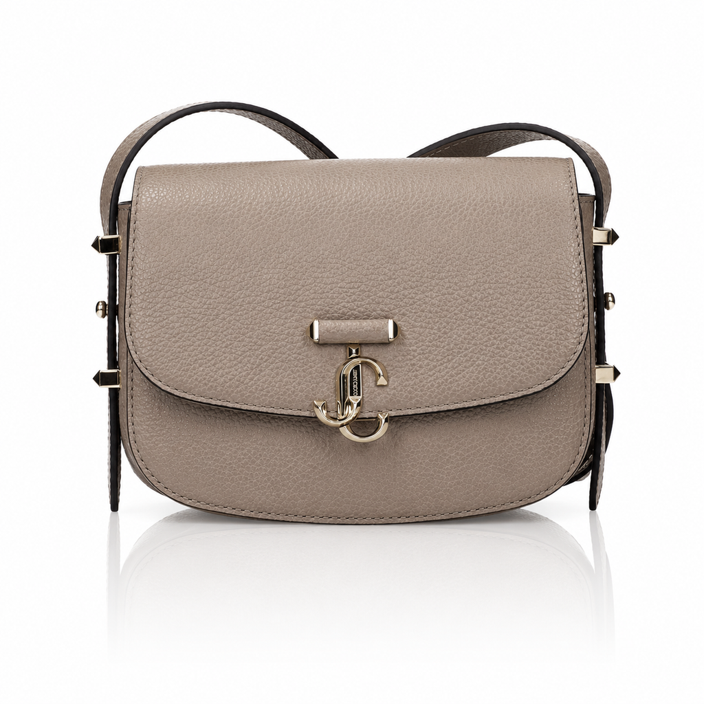Jimmy Choo Varenne Taupe Leather Crossbody Bag
