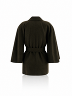 Max Mara Verna Belted Short Coat Khaki Moss Green