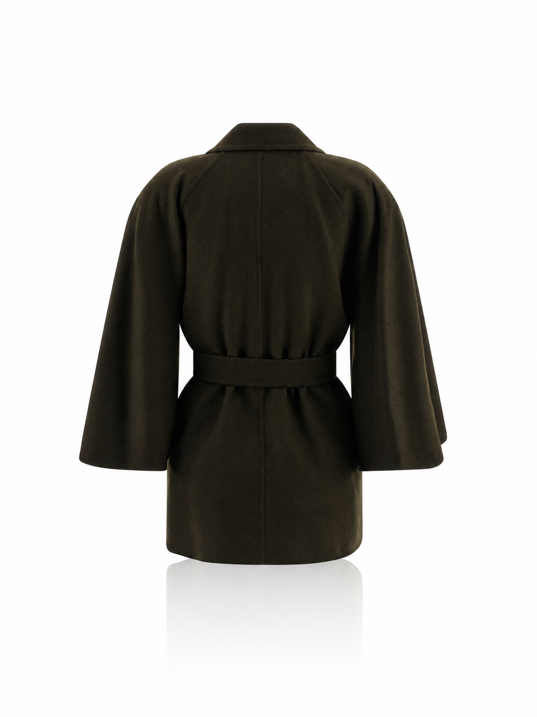 Max Mara Verna Belted Short Coat Khaki Moss Green