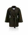 Max Mara Verna Belted Short Coat Khaki Moss Green