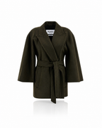 Max Mara Verna Belted Short Coat Khaki Moss Green