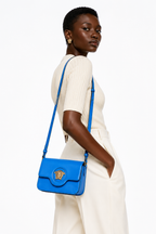 Versace La Medusa Cerulean Blue Leather Crossbody Bag