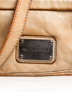 Dolce & Gabbana Beige Vintage Distressed Leather Crossbody Bag