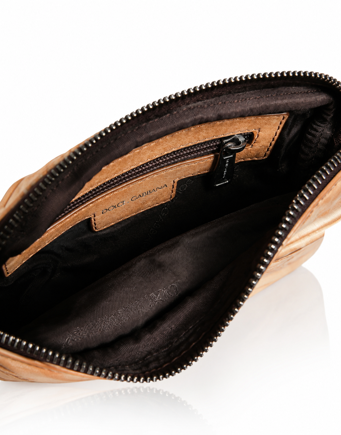 Dolce & Gabbana Beige Vintage Distressed Leather Crossbody Bag