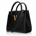 Versace Virtus Black Leather Tote