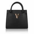 Versace Virtus Black Leather Tote