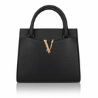 Versace Virtus Black Leather Tote