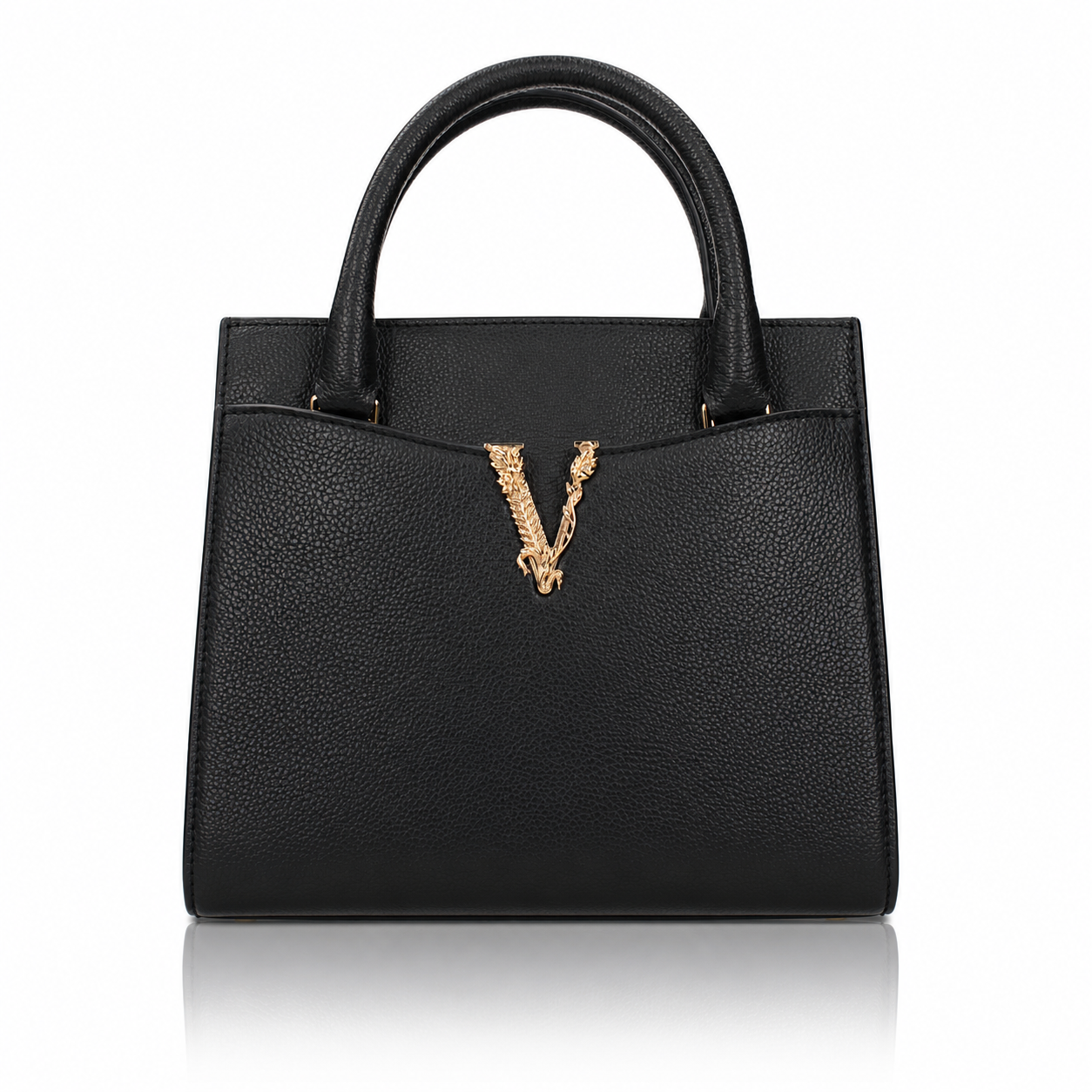 Versace Virtus Black Leather Tote