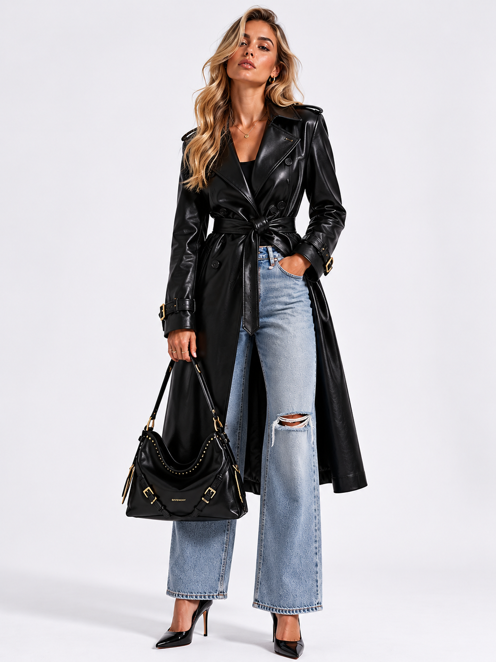 Givenchy Voyou Black Leather Shoulder Bag