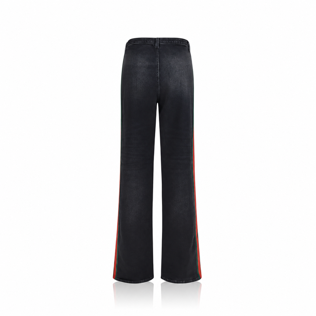 Gucci Web-Stripe Faded Black Denim Jeans