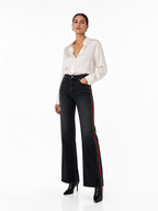 Gucci Web-Stripe Faded Black Denim Jeans