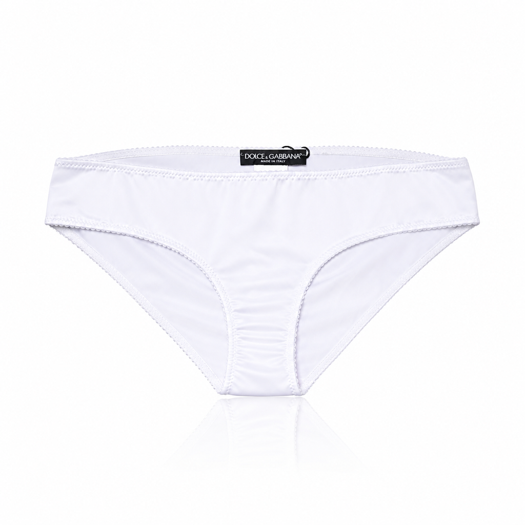 Dolce & Gabbana White Silk Mid-Waist Briefs