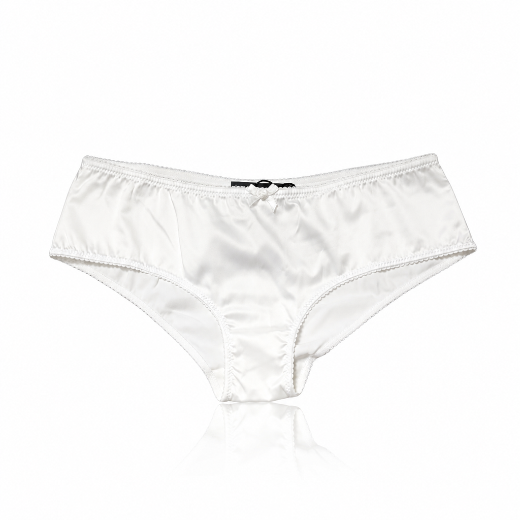 Dolce & Gabbana White Silk Satin Lace Briefs