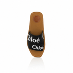Chloé Woody Black Linen Flat Sandals