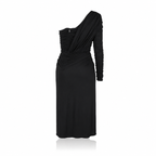 Abito in lana Dolce & Gabbana nero avvolgente a tubino monospalla