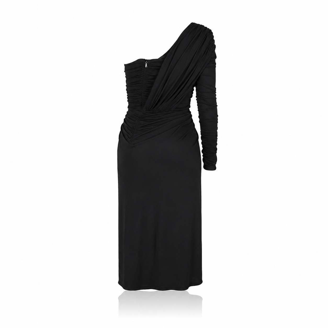 Abito in lana Dolce & Gabbana nero avvolgente a tubino monospalla